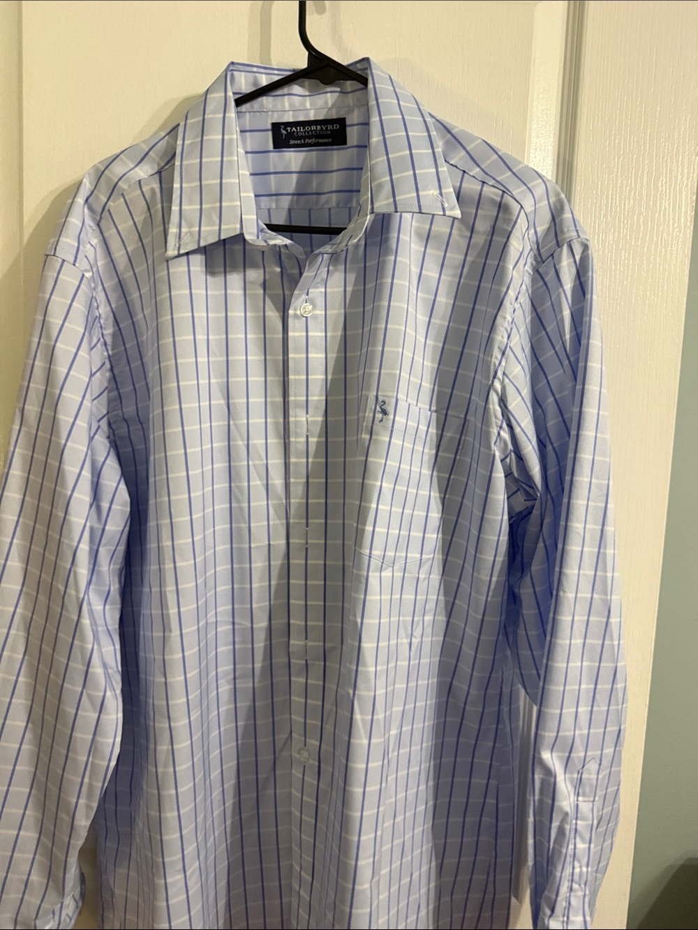 Stafford Light Blue and White Windowpane Dress Shirt